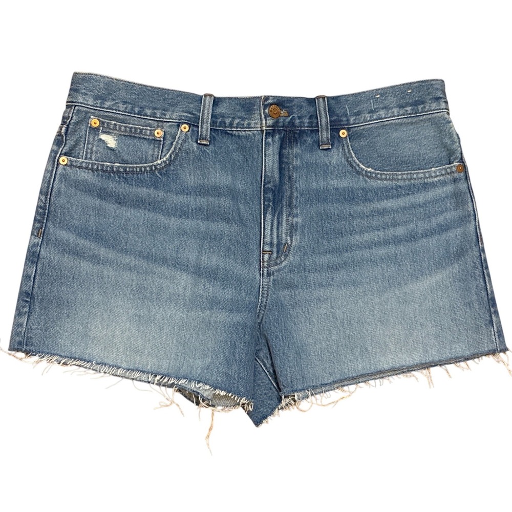Madewell Womens Jean Shorts Blue Size 30 Relaxed Fit Med Wash Denim Raw Hem NWT